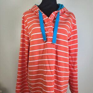 Susan Graver LG Hoodie Multicolor Drawstring Roll Tab Sleeve Pockets Lagen